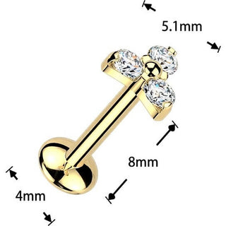 Tytan labret trójkąt moissanit push-in