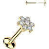 Tytan labret kwiatek moissanit push-in