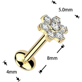 Tytan labret kwiatek moissanit push-in