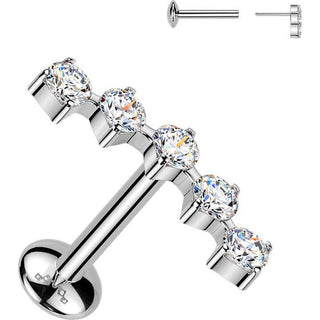 Tytan labret zakrzywiony moissanit push-in