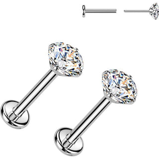 Tytan labret cyrkonia w łapkach push-in