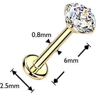 Tytan labret cyrkonia w łapkach push-in