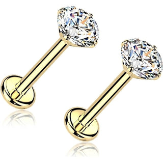 Tytan labret cyrkonia w łapkach push-in