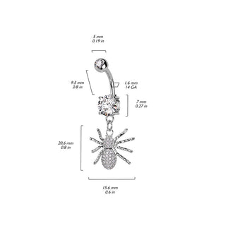 Kolczyk do pępka pająk zawieszka cyrkonia