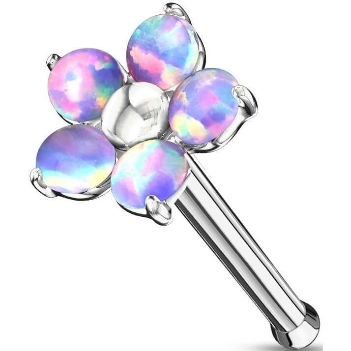 Kolczyk do nosa kwiatek opal