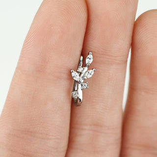 Fake piercing do nosa liście cyrkonia srebrny kolczyk rozginany