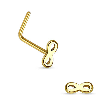 Kolczyk do nosa w kształcie litery l znak nieskończoności