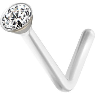 Kolczyk do nosa w kształcie litery l cyrkonia srebrny