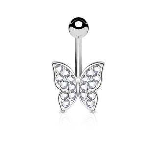Kolczyk do pępka motyl cyrkonia srebrny