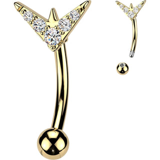 Kolczyk do pępka top down 5 cyrkonii szewron