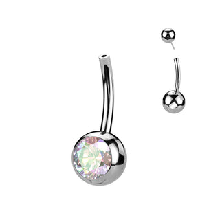 Tytan podstawa do kolczyka do pępka cyrkonia push-in