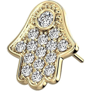 Złoto 585 nakrętka hamsa cyrkonia push-in