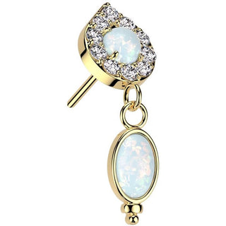 Złoto 585 nakrętka kropla opal zawieszka push-in