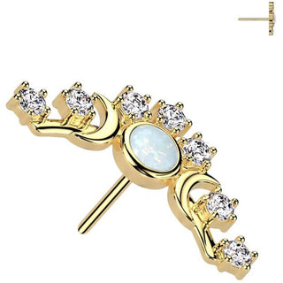 Złoto 585 nakrętka opal cyrkonia push-in