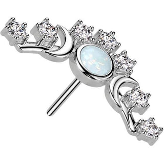 Złoto 585 nakrętka opal cyrkonia push-in