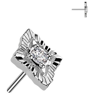 Złoto 585 nakrętka w kształcie diamentu cyrkonia push-in