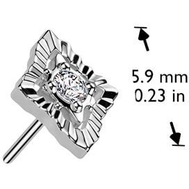 Złoto 585 nakrętka w kształcie diamentu cyrkonia push-in