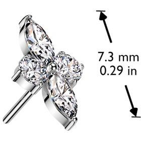 Złoto 585 nakrętka cyrkonia w kształcie diamentu push-in