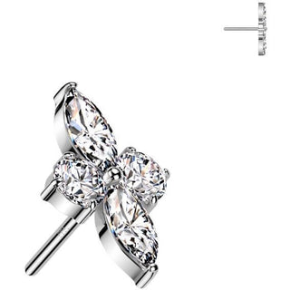 Złoto 585 nakrętka cyrkonia w kształcie diamentu push-in