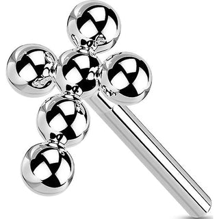 Tytan nakrętka labret krzyż z koralików