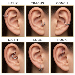 Tytan kółko srebrny clicker – Piercing-Positionen am Ohr