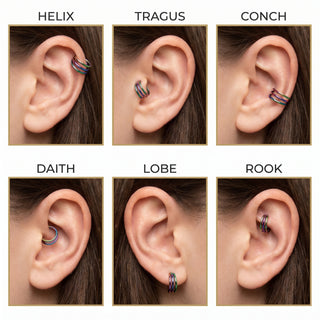 Tytan kółko trójwymiarowe potrójny clicker – Piercing-Positionen am Ohr