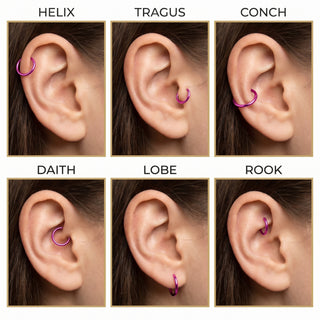 Kółko różne kolory kolczyk rozginany – Piercing-Positionen am Ohr