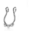 Fake piercing do nosa septum 3 cyrkonie płaski kolczyk rozginany