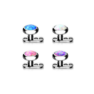 Tytan microdermal stopka z 3 dziurkami wysokość 2mm nakrętka opal płaski gwint wewnętrzny