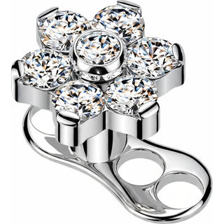 Tytan microdermal 3 dziurki kwiatek cyrkonia gwint wewnętrzny