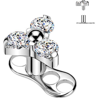 Tytan microdermal 3 hole trójkąt zirconia gwint wewnętrzny