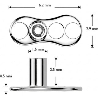 Tytan microdermal 3 hole trójkąt zirconia gwint wewnętrzny