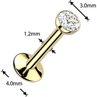 Tytan labret cyrkonia oprawa bezel powłoka pvd gwint wewnętrzny