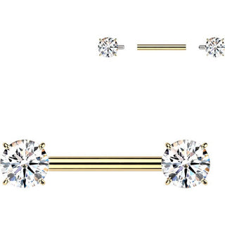 Tytan kolczyk do sutka cyrkonia w łapkach gwint wewnętrzny