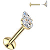 Tytan labret łezka cyrkonia w łapkach gwint wewnętrzny