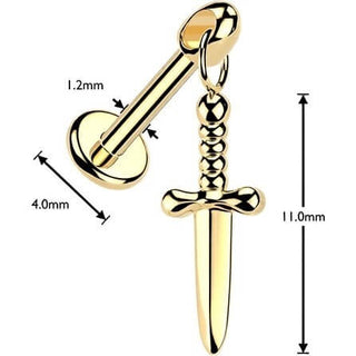Tytan labret wiszący sztylet gwint wewnętrzny