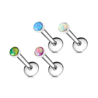 Labret opal płaski okrągły gwint wewnętrzny, 4  sztuki