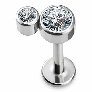 Tytan labret podwójny okrągły kryształ bezel