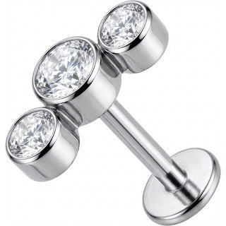 Tytan labret potrójny łuk z kryształami gwint wewnętrzny