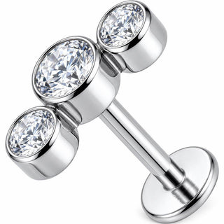 Tytan labret potrójny łuk z kryształami gwint wewnętrzny