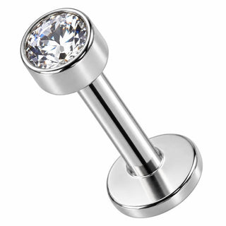 Tytan labret okrągły kryształ oprawa bezel gwint wewnętrzny