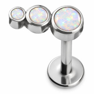 Tytan labret potrójny łuk opalowy gwint wewnętrzny