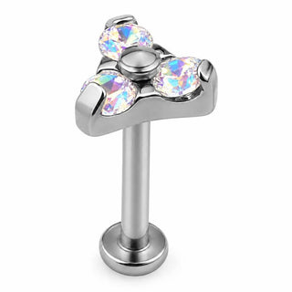 Tytan labret potrójny kryształowy klaster trinity