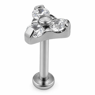 Tytan labret potrójny kryształowy klaster trinity