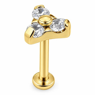 Tytan labret potrójny kryształowy klaster trinity