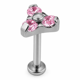 Tytan labret potrójny kryształowy klaster trinity