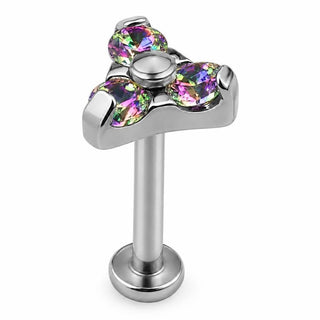 Tytan labret potrójny kryształowy klaster trinity