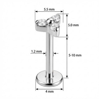 Tytan labret potrójny kryształowy klaster trinity
