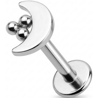 Tytan labret półksiężyc z trzema kuleczkami gwint wewnętrzny