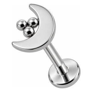 Tytan labret półksiężyc z trzema kuleczkami gwint wewnętrzny
